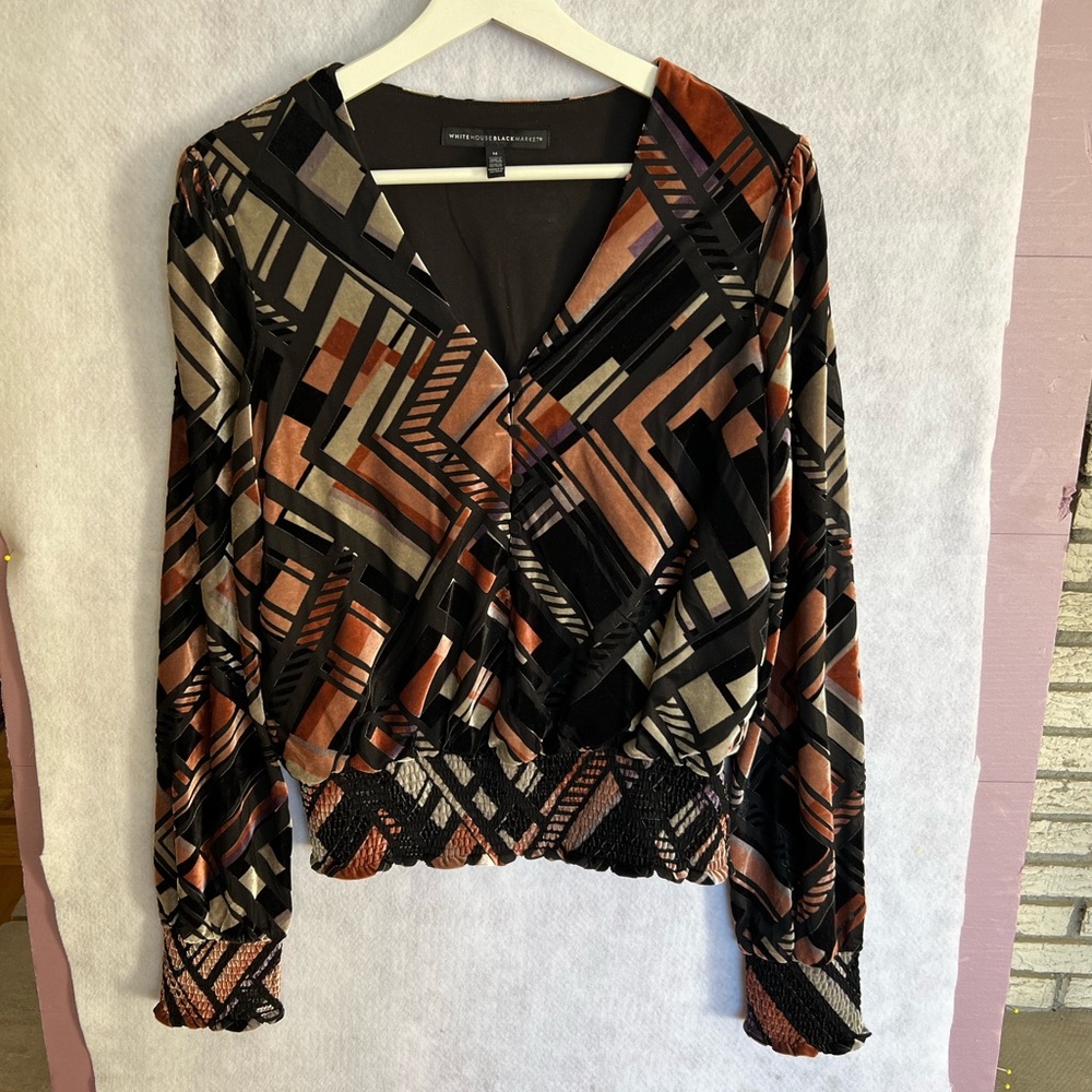 White House Black Market Crushed Velvet top Size M